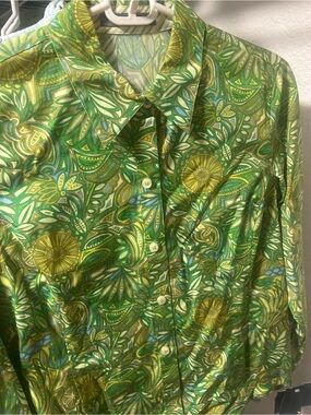 Tabitha Green and Yellow Floral Paisley Button-Down Shirt